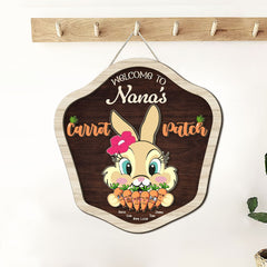 Personalized Gifts For Grandma Wood Sign Welcome To Nana's Carrot Patch