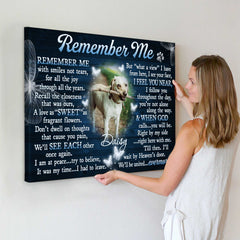 Remember Me Dog Memorial Poster, Dog Memorial Picture Frame, Dog Loss Sympathy Canvas