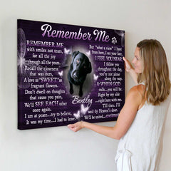 Remember Me Dog Memorial Poster, Dog Memorial Picture Frame, Dog Loss Sympathy Canvas