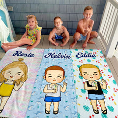 Bring The Joy To The Beach - Kid Personalized Custom Beach Towel - Christmas Gift For Children