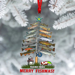 Fishing Merry Fishmas Personalized Christmas Ornament