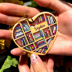 Bookshelves - Heart Book Lovers, Personalized Ornament, Christmas Gifts For Book Lover