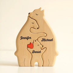 We Are One - Family Personalized Custom Bear Shaped Wooden Art Puzzle - Wooden Pet Carvings