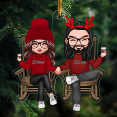 Doll Couple Sitting On Chair Christmas Gift For Him For Her Personalized Acrylic Ornament