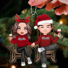 Doll Couple Sitting On Chair Christmas Gift For Him For Her Personalized Acrylic Ornament