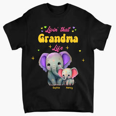 Personalized Livin That Grandma Life Elephant Color Print Clothing