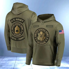 Personalized US Military Rank Custom Name & Served Time Hoodie 3D Printed