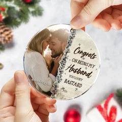 Congratulations on being my husband or wife you lucky bastard - Personalized Acrylic Ornaments - Gift Ideas for Couples/Husband/Wife - Upload Couple Photos