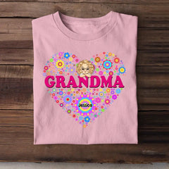 Personalized Grandma & Kid Heart Tshirt Printed