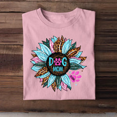 Personalized Sunflower & Dog Mom Tshirt Printed