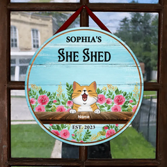 Personalized Wooden Sign, Gift for Pet Lovers, Sheshed Happy Place Floral Vintage Sign