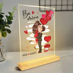 Be Mine Doll Couple Kissing Personalized Plaque LED Night Light