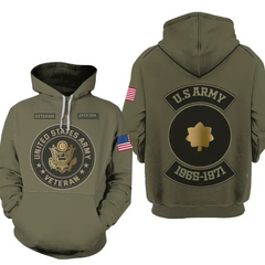 Personalized US Military Rank Custom Name & Served Time Hoodie 3D Printed