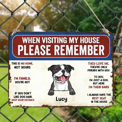 Remember These Rules When Visiting Our House - Personalized Metal Sign, Gift For Dog Lover