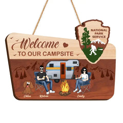 Welcome To Our Campsite - Personalized Wooden Sign,Gift For Camping Lovers