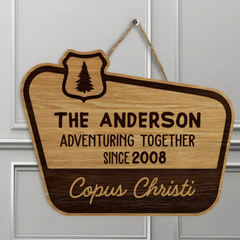 Adventuring Together - Personalized Door Sign, Gift For Camping