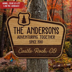 Adventuring Together - Personalized Door Sign, Gift For Camping