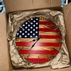 American Flag Clock,Rustic USA Clock,Patriotic Wall Clock,America Wall Clock