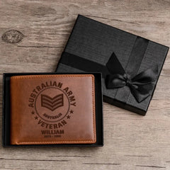 Personalized Australian Armed Forces Leather Wallet Laser(RFID BLOCKING)