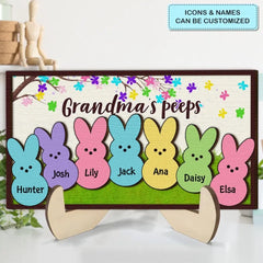 Grandma's Peeps - Personalized Custom 2-Layer Wooden Plaque - Easter Gift For Family Members, Grandma, Mom