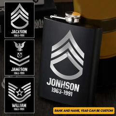 Personalized US Military Retired Steel Flasks