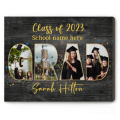 Grad Photo Collage Canvas Personalized, Grad Gift, Unique Graduation Gifts For Her For Him, Class Of 2024