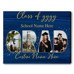 Grad Photo Collage Canvas Personalized, Grad Gift, Unique Graduation Gifts For Her For Him, Class Of 2024