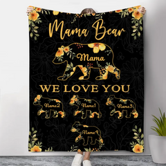 Mama Bear Custom Blanket With Names, Personalised Gifts For Mothers Day, Mama Gifts, Blanket For Mom, Best Birthday Gifts For Mom