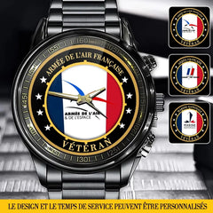 Montre personnalisée avec logo de l'Armée française et impression de l'heure