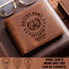 Personalized British Armed Forces Leather Wallet Laser(RFID BLOCKING)