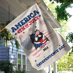 America 4th of July Independence Day - Personalized Garden Flag, Gift For Dog Lover