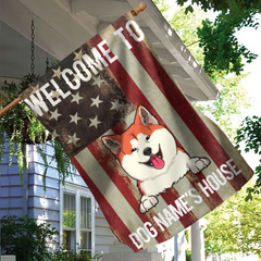 Welcome To My House, American Flag, Personalized Dog Breeds Garden Flag, Gifts For Dog Lover, Outdoor Decor