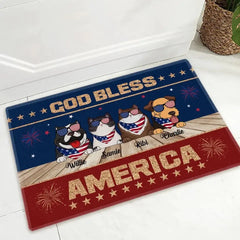 God Bless America - Personalized Doormat, 4th Of July Pet Doormat