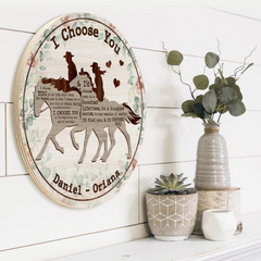 I Choose You To Do Life With Hand In Hand I'd Find You - Personalized Round Wooden Sign - Best Gift For Him/Her For