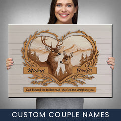 Personalized Deer Couple Love Poster - Custom Couple Names