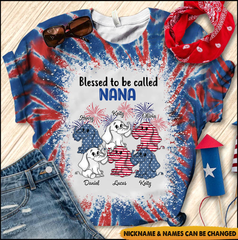 USA July 4th Grandma Mom Elephant Custom Nickname Names Independence Day Gift 3d Tshirt Hoodie