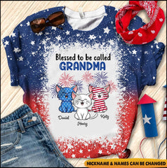 USA July 4th Grandma Mom Kittens Custom Nickname Names Independence Day Gift Cat Lovers 3d Tshirt