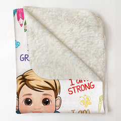 Kid Affirmations I Am Kind Smart Loved - Personalized Blanket