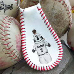 There's No Place Like Home - Personalized Leather Baseball Keychain