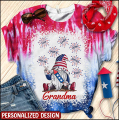 Grandma Gnome Firecracker Grandkids Independence Day Personalized 3D T-Shirt