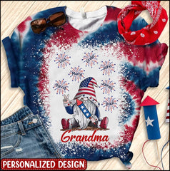 Grandma Gnome Firecracker Grandkids Independence Day Personalized 3D T-Shirt