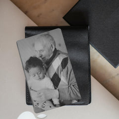 Personalized Metal Card Wallet Insert with Photo Gift for Dad from Kids, First Fathers Day Gift for Him, Black Wallet Card for Husband Gift