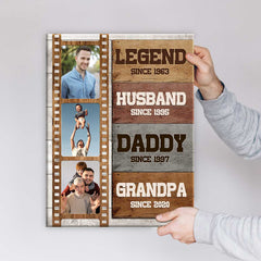 Legend Husband Daddy Grandpa Photo Print, Father’s Day Gifts For New Grandpa, Personalized Daddy Grandpa Gifts（No frame）