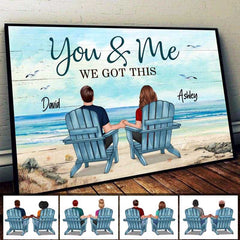 Beach Landscape Back View Couple Sitting Together Since Personalized Horizontal Poster