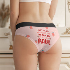 Customized Valentine's Boxer Briefs for Women, Girlfriend or Wife Name, Pink Underwear, 03KAPO291223