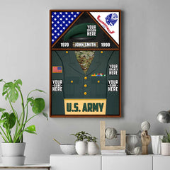 Personalized Gift For Military Veteran Dad Grandpa Veteran Custom Uniform Rank Name Division Image Veteran Poster Canvas H2511