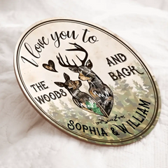 Personalized Deer Love To The Woods Customized Wood Circle Sign