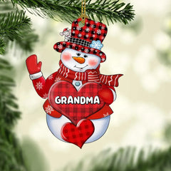 Colorful Christmas Snowman Grandma Mom Little Heart Kids Customized Ornament