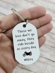 Biker Memorial Keychain, Remembrance Gift For Motorcycle Rider, Loss of Loved One, Sympathy Gift Loss of Best Friend, Riding With The Angels