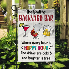 The Laughter Is Free Backyard Bar Gardening Flag
